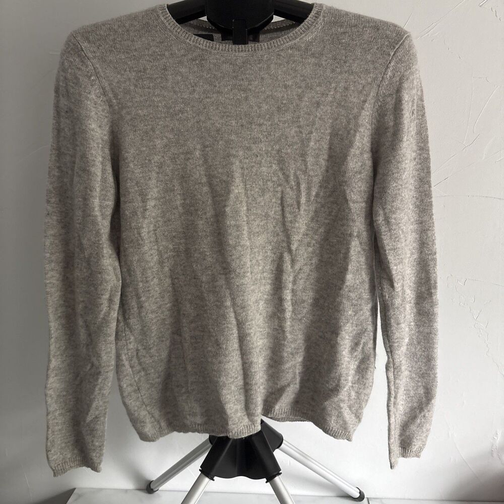 Charter Club 100% Cashmere Crewneck Sweater Heather Oatmeal Women Medium